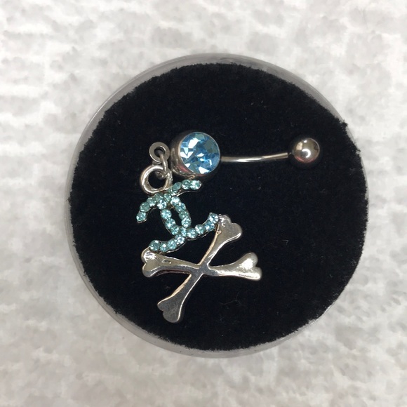 Aqua C c danger Stainless Belly button stud ring - Picture 2 of 6